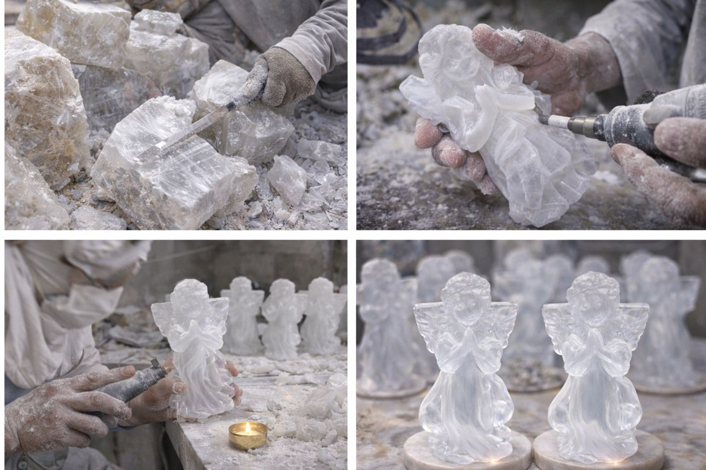 Pure Selenite Baby Angel – 5 Inch Hand-Carved Crystal Angel for Peace, Protection & Positivity