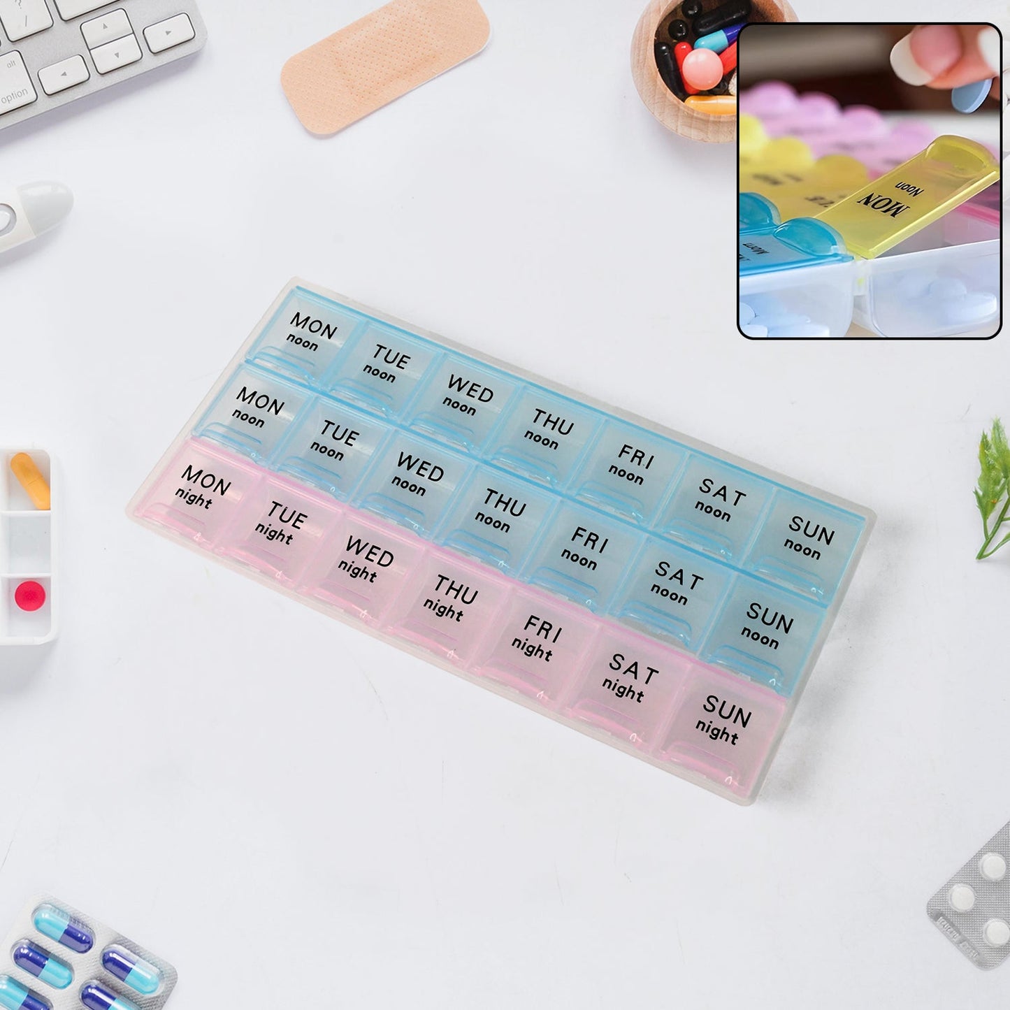Weekly Pill Organizer Box With 21 Compartments (1 Pc)