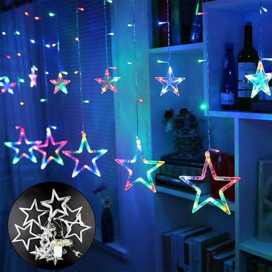 6 + 6 Stars Led Curtain String Lights (Multicolor)