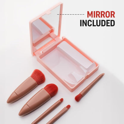 5 in 1 Professional Small Mini Mirror Makeup Brush Kit