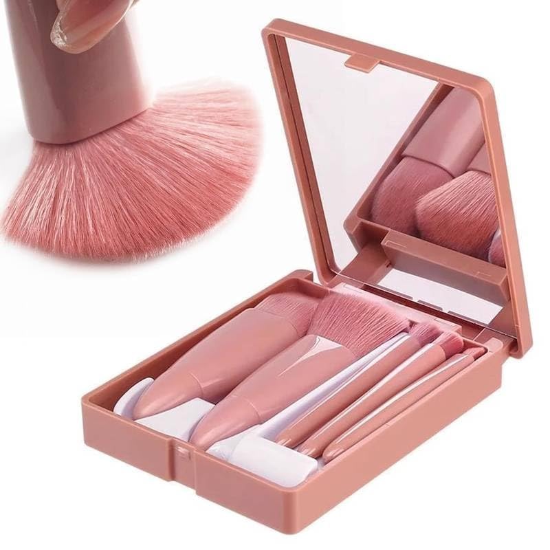 5 in 1 Professional Small Mini Mirror Makeup Brush Kit