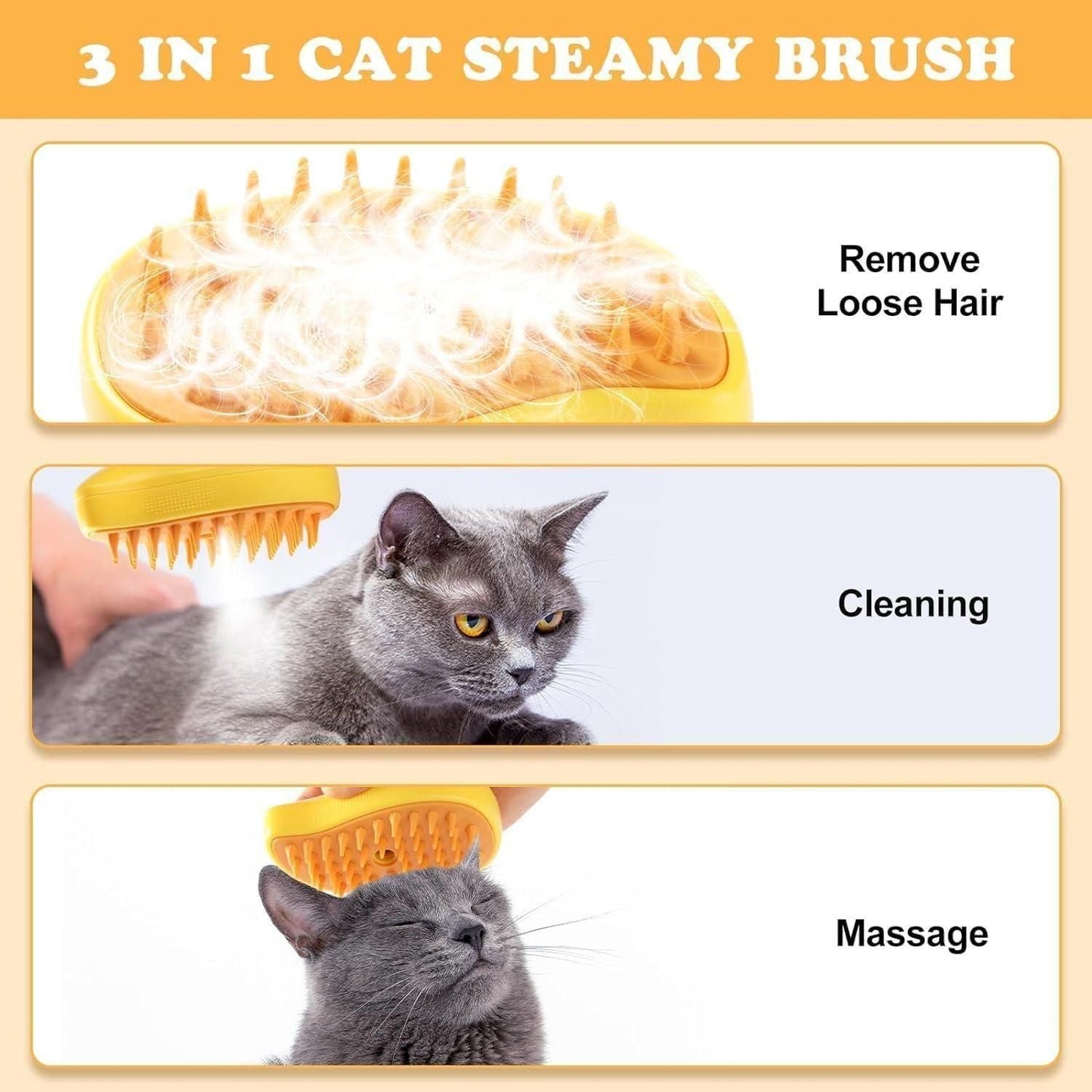 3 In1 Steaming Pet Hair Brush