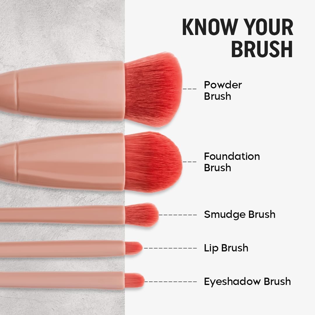 5 in 1 Professional Small Mini Mirror Makeup Brush Kit