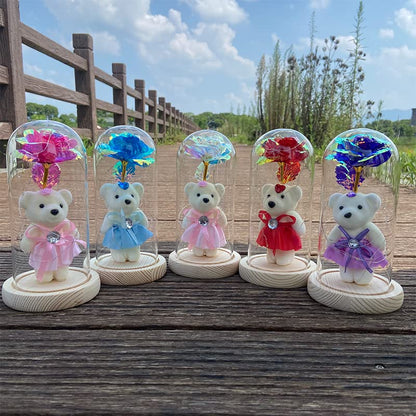 Crystal Rose with TeddyBear