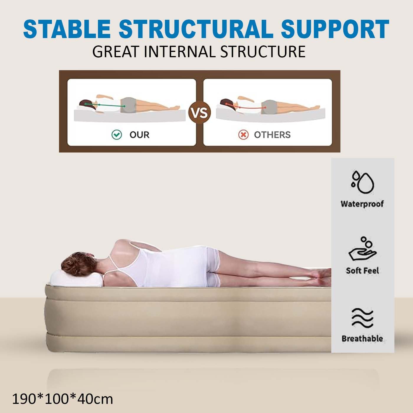 Air SIngle Mattress with Built in Pump