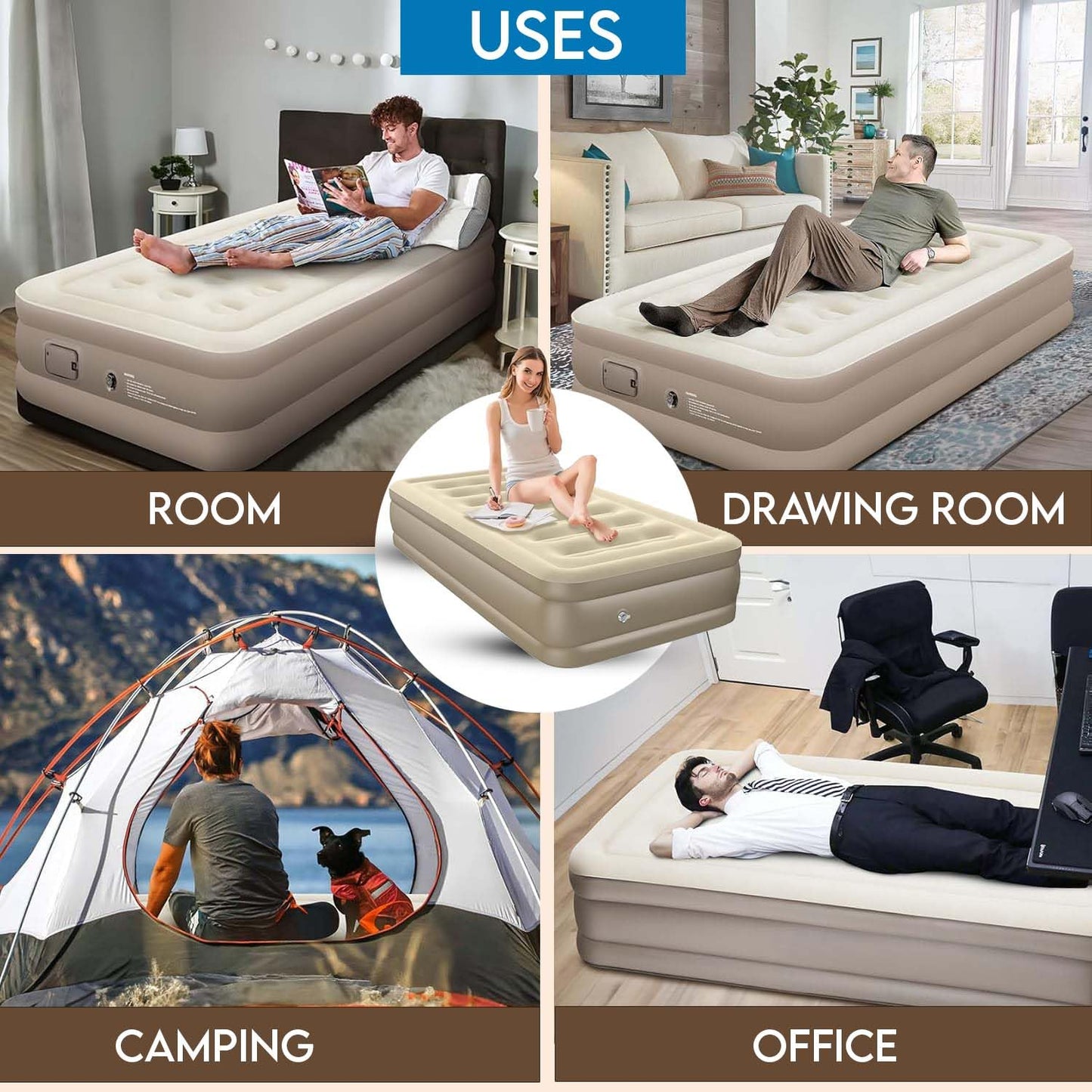 Air SIngle Mattress with Built in Pump