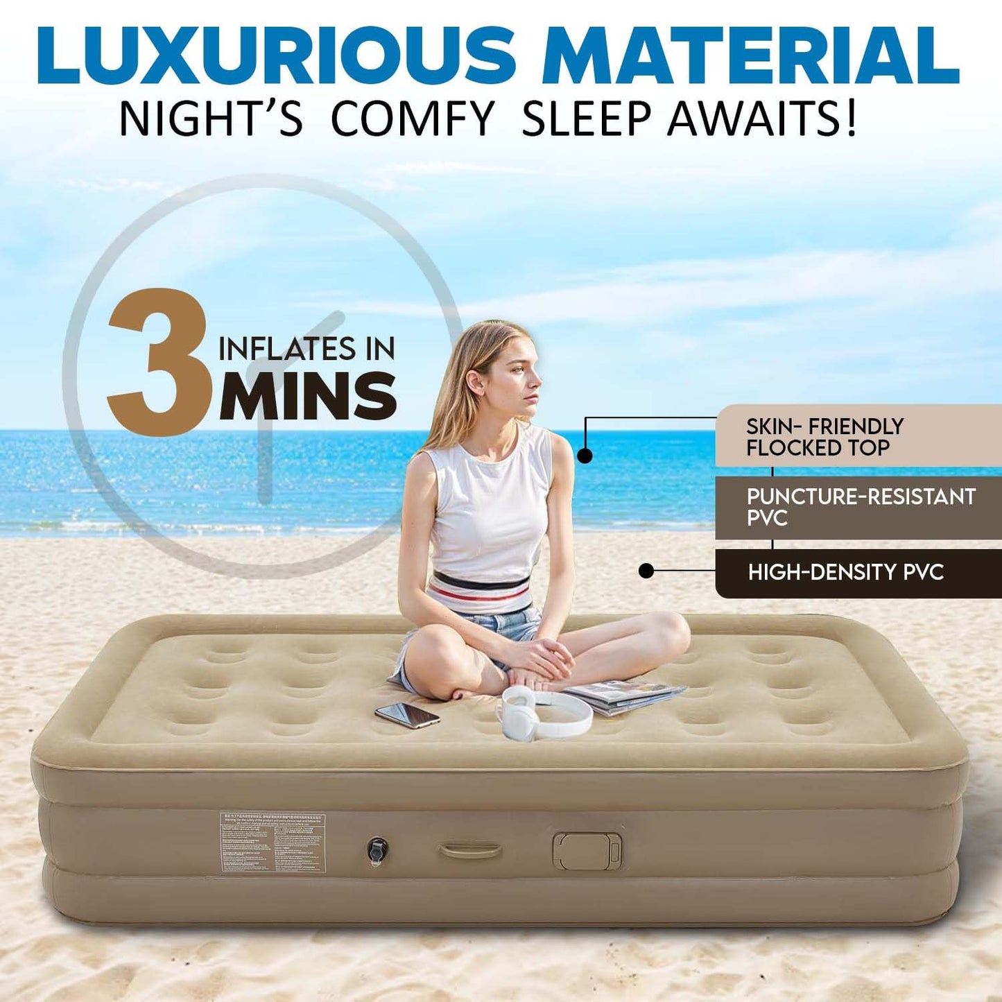 Air SIngle Mattress with Built in Pump