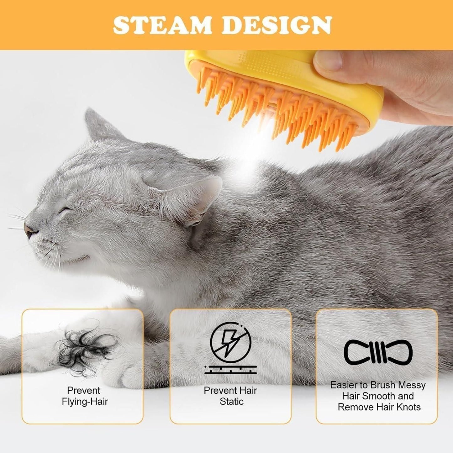 3 In1 Steaming Pet Hair Brush
