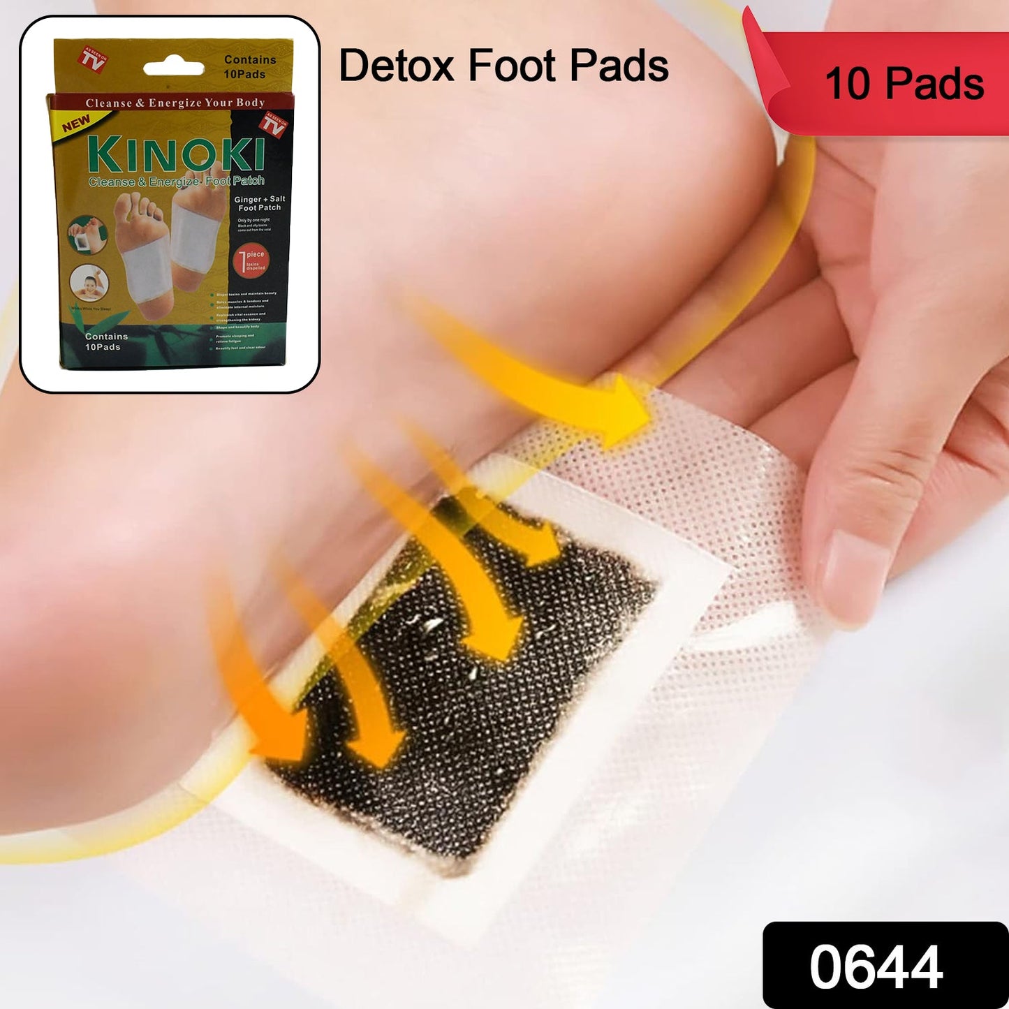 Kinoki Cleansing Detox Foot Pads Ginger  Salt Foot Patch -20pcs (Free Size White)