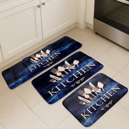 Kitchen Floor Mat Non-slip Printed Runner Rugs (3 Pc)