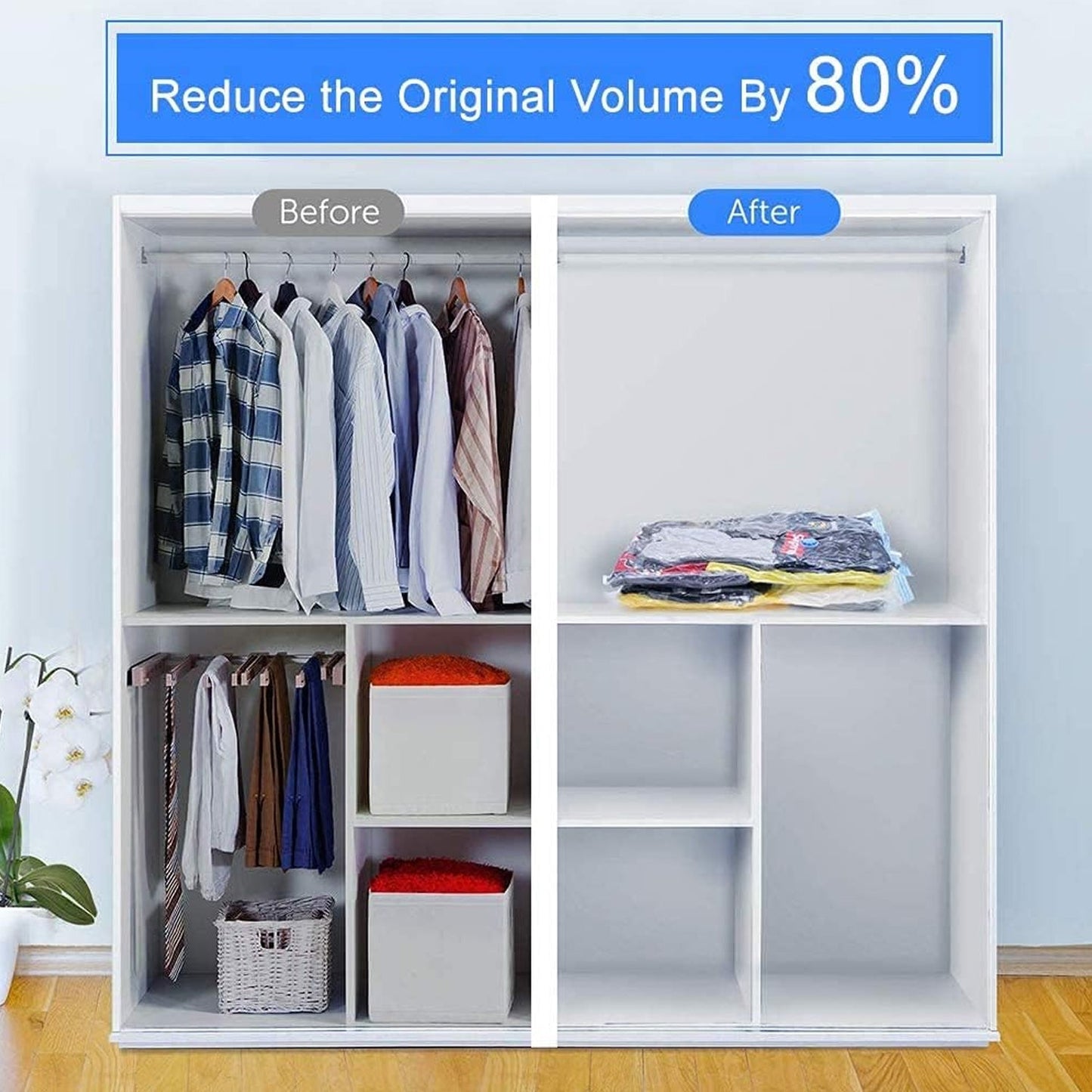 Vacuum Storage Bags With Suction Pump  Shirt Clips - Vacuum Bags - Big Capacity Vacuum Seal Bags For Travel Clothes Blankets Pillows Compression Bags  Space Saver Vacuum Storage Bags (5 Pcs Set)