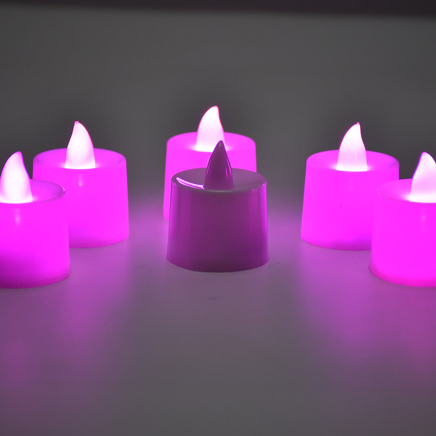 Pink Flameless Led Tealights Smokeless Plastic Decorative Candles - (Pack Of 24)