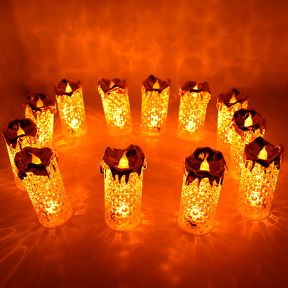 Gold Flameless Candles Led Tea Light Candle  (12 Pc)