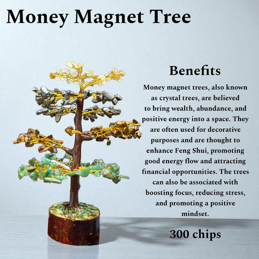 Money Magnet Tree – 300 Chips of Citrine, Pyrite, Tiger's Eye & Green Jade ( Energized )