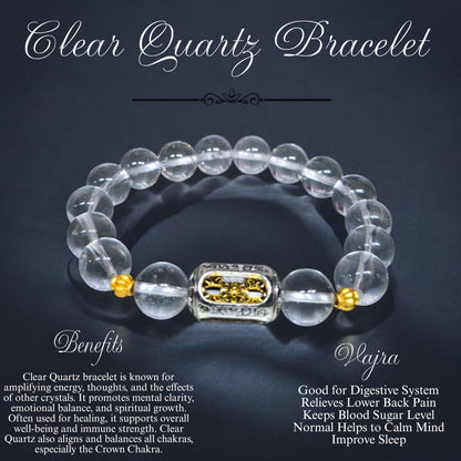 Clear Quartz Bracelet with Vajra Charm