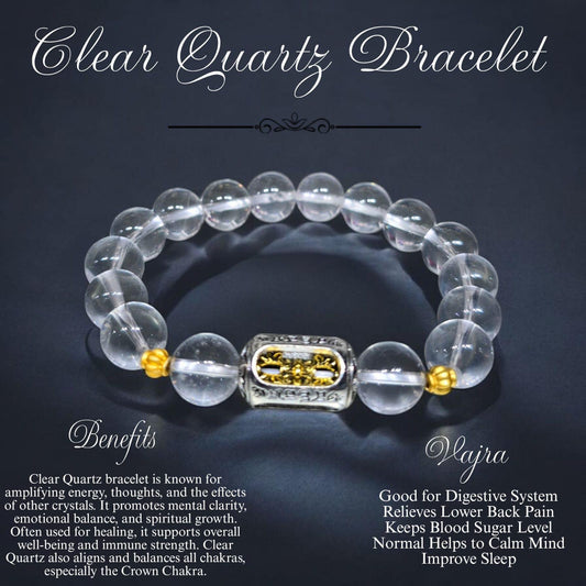 Clear Quartz Bracelet with Vajra Charm