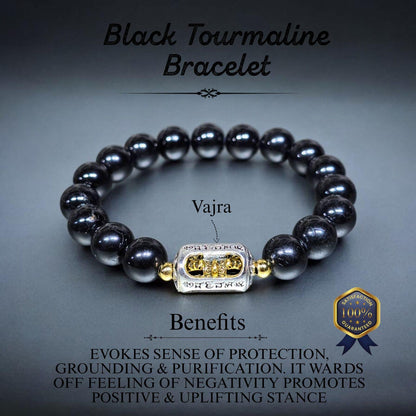 Black Tourmaline Bracelet with Vajra Charm