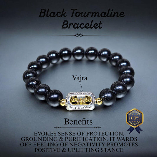 Black Tourmaline Bracelet with Vajra Charm