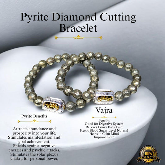 Pyrite Diamond Cutting Bracelet with Vajra Charm