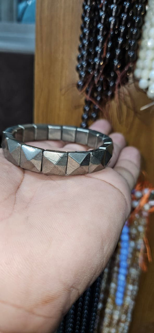 Pyrite Pyramid Bracelet (Energized) - Powerhouse of Abundance & Prosperity