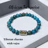 African Turquoise Bracelet with Tibetan Vajra Charm