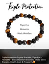 Triple Protection Crystal Bracelet – Tiger Eye | Hematite | Black Obsidian