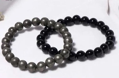 ✨ Richie Rich Combo Bracelet Set (Pyrite + Black Obsidian)
