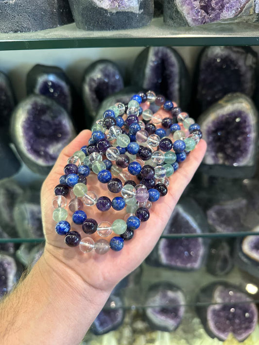 Student Education Bracelet – Lapis Lazuli, Amethyst, Fluorite & Clear Quartz