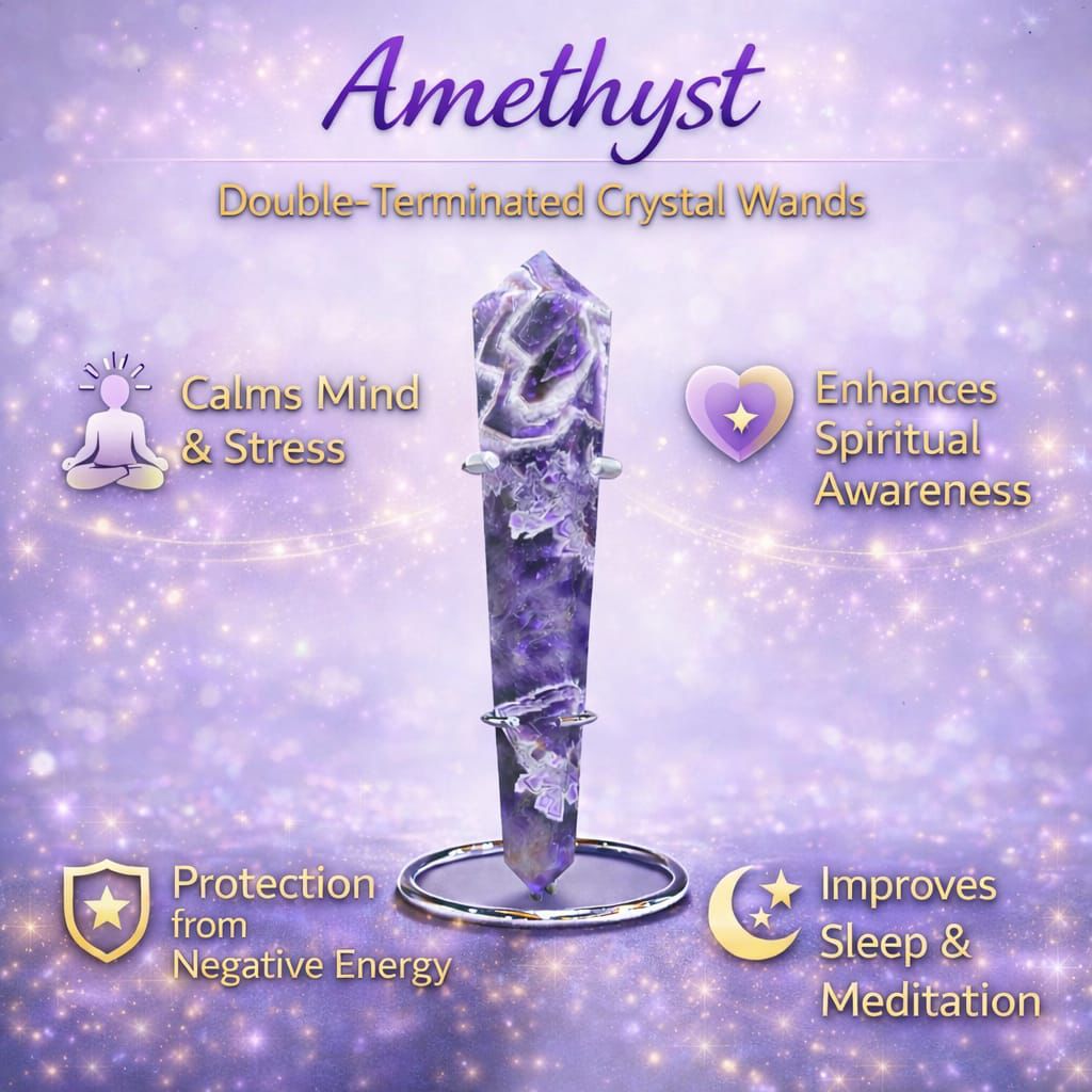 Double-Terminated Crystal Wands – Energy Healing & Meditation Tool