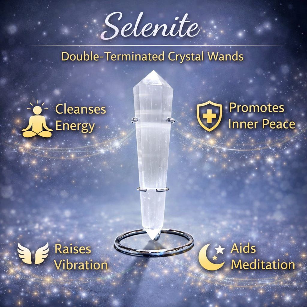 Double-Terminated Crystal Wands – Energy Healing & Meditation Tool