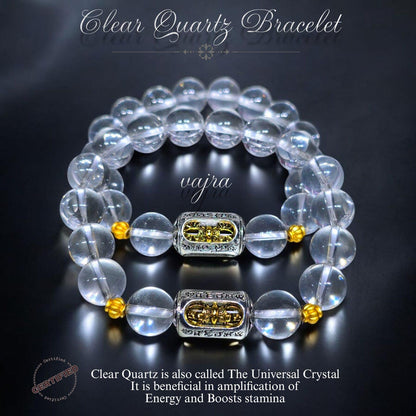 Clear Quartz Bracelet with Vajra Charm