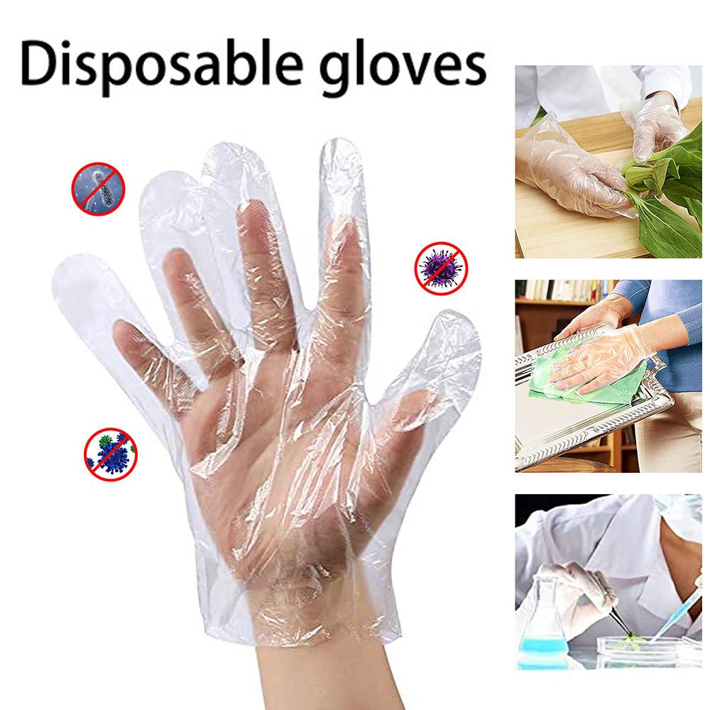 Plastic Transparent Disposable Clear Gloves (White) (100pc)