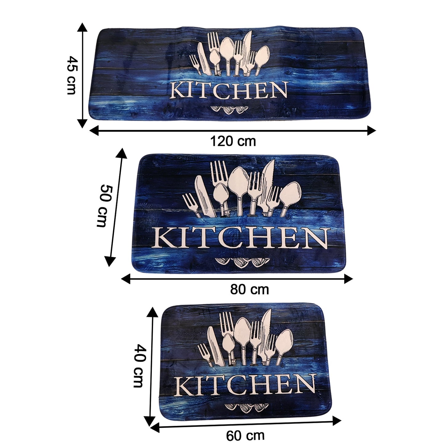 Kitchen Floor Mat Non-slip Printed Runner Rugs (3 Pc)