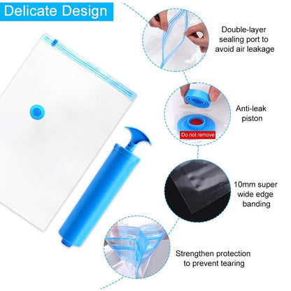 Vacuum Storage Bags With Suction Pump  Shirt Clips - Vacuum Bags - Big Capacity Vacuum Seal Bags For Travel Clothes Blankets Pillows Compression Bags  Space Saver Vacuum Storage Bags (5 Pcs Set)