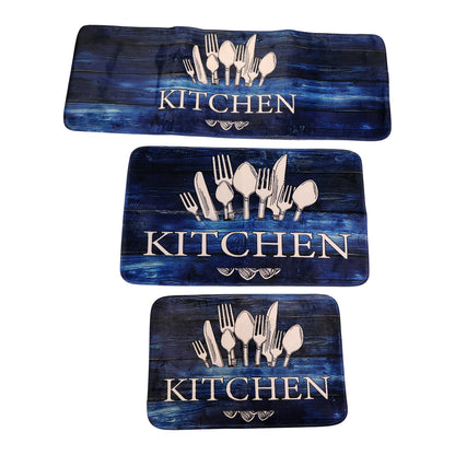Kitchen Floor Mat Non-slip Printed Runner Rugs (3 Pc)