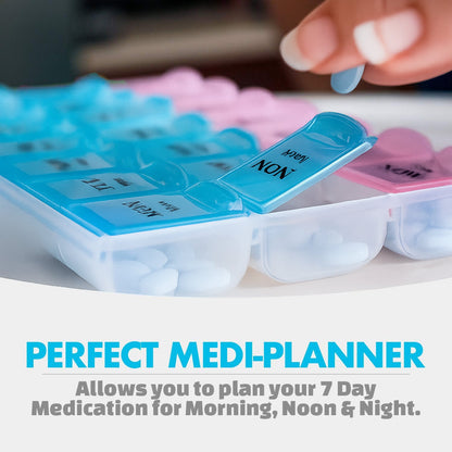 Weekly Pill Organizer Box With 21 Compartments (1 Pc)