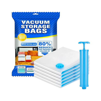 Vacuum Storage Bags With Suction Pump  Shirt Clips - Vacuum Bags - Big Capacity Vacuum Seal Bags For Travel Clothes Blankets Pillows Compression Bags  Space Saver Vacuum Storage Bags (5 Pcs Set)