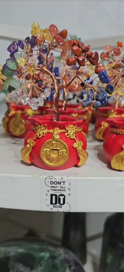 Seven Chakra Crystal Tree with Feng Shui Money Bowl (63 Chips)